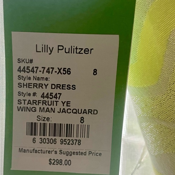 NWT LILLY PULITZER STARFRUIT YELLOW JACQUARD STRAPLESS DRESS - Picture 2 of 6